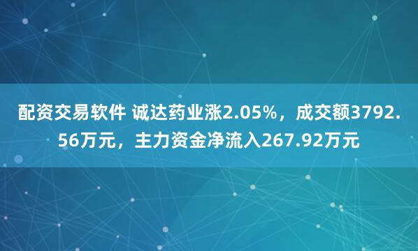 配资交易软件 诚达药业涨2.05%，成交额3792.56万元，主力资金净流入267.92万元